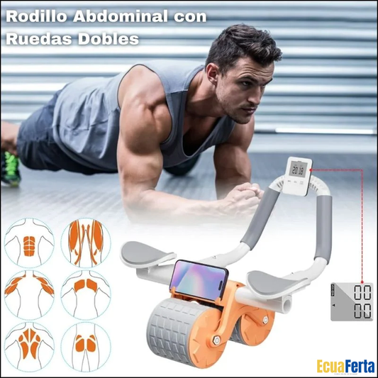 Rodillo Para Abdominales Con Ruedas Dobles Estables Y Soporte Para Teléfono