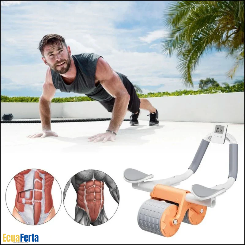 Rodillo Para Abdominales Con Ruedas Dobles Estables Y Soporte Para Teléfono