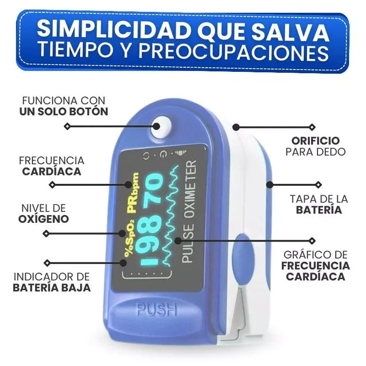 OXÍMETRO | Mide Glucosa, Oxígeno y Pulso