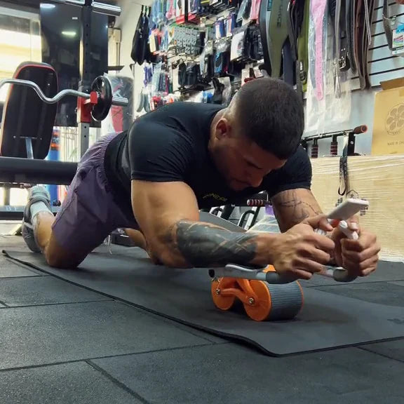 Rodillo Para Abdominales Con Ruedas Dobles Estables Y Soporte Para Teléfono